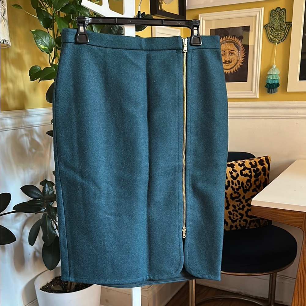 J Crew Teal Zippered Skirt